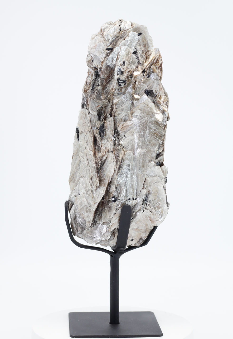 Natural Golden Mica cluster with black Tourmaline on stand MIC001