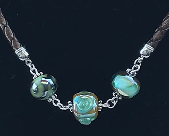 blue and silver glass bead necklace