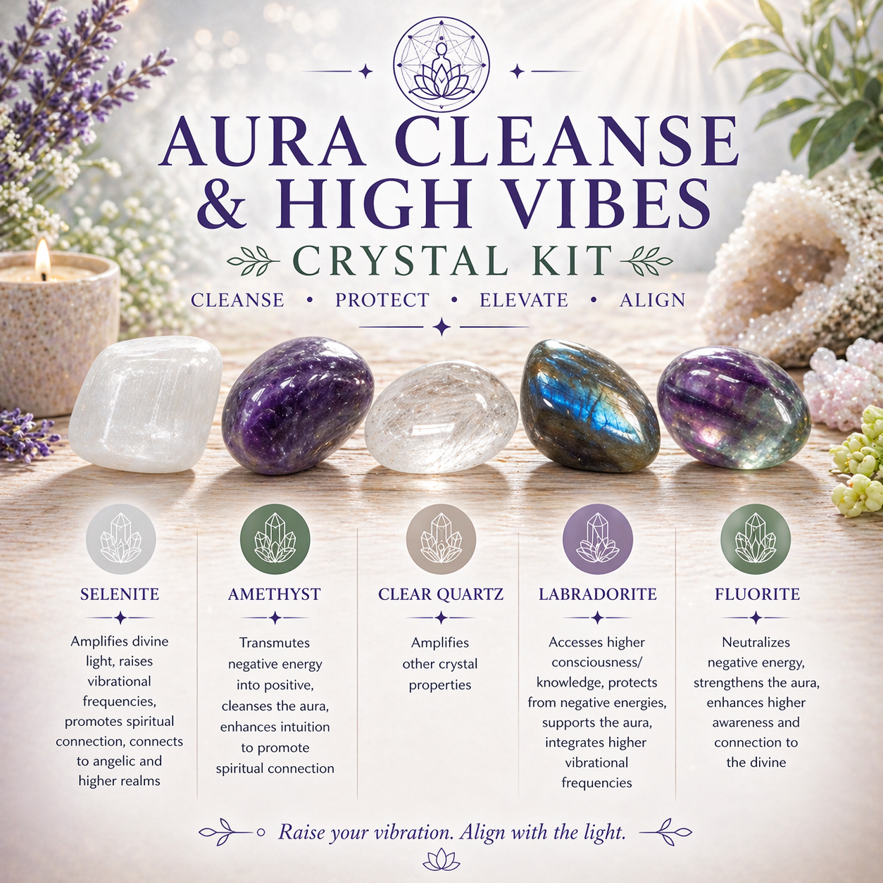 Aura Cleanse and High Vibes Crystal Kit