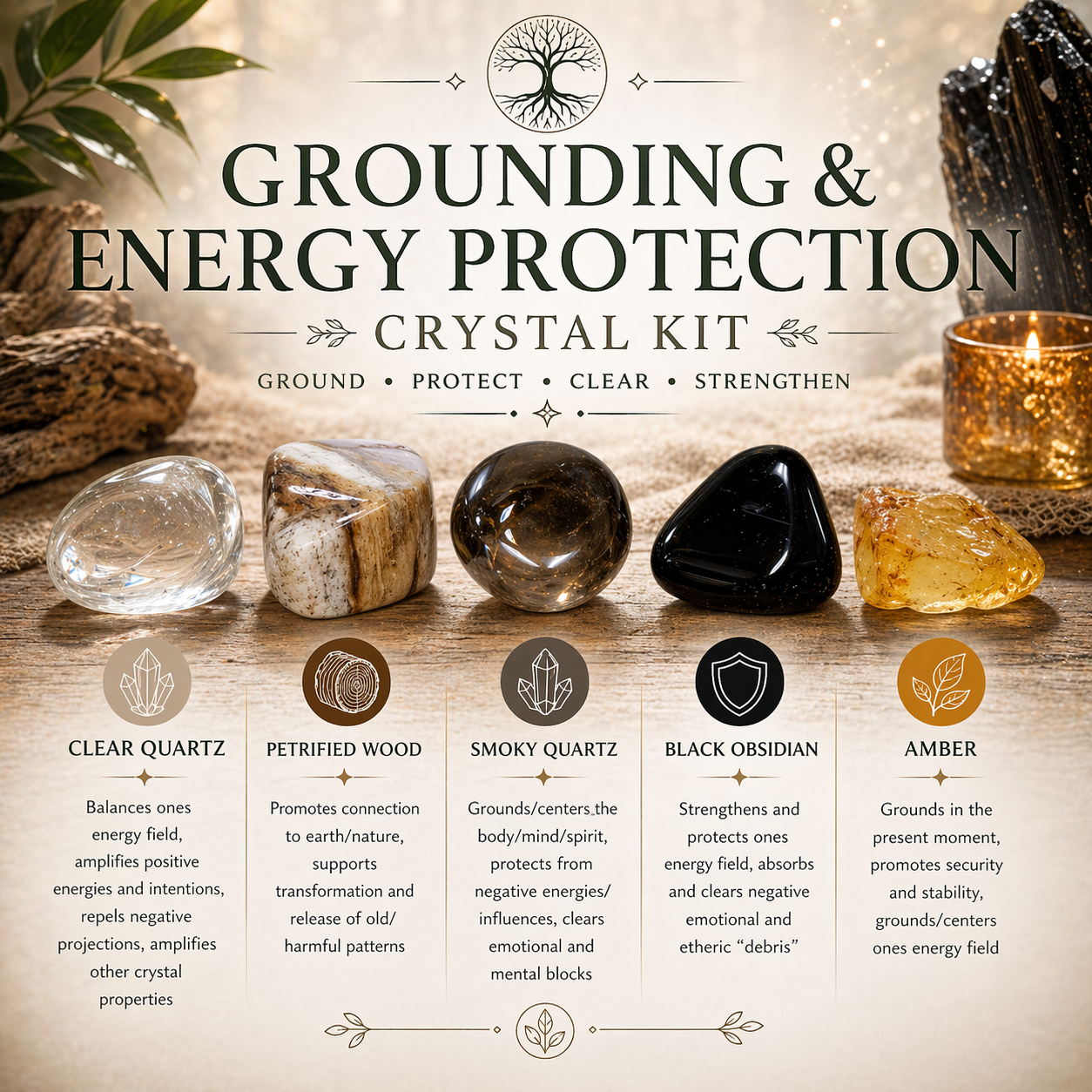 Grounding and Energetic Protection Crystal Kit