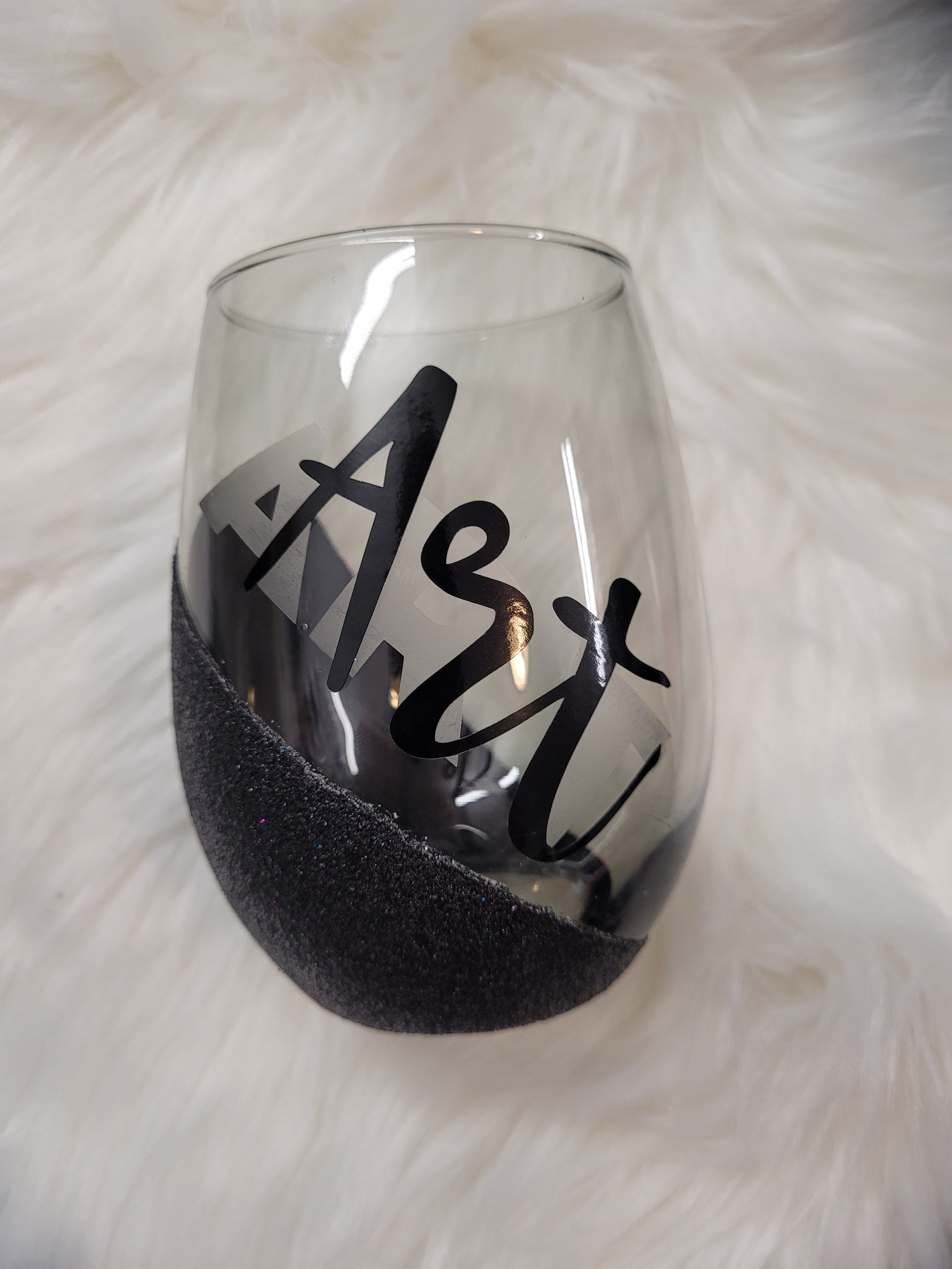 Wine Glass ( stem or stemless-glitter,  or dipped,gems, name)