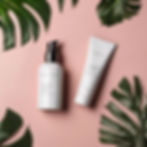 luxury skincare products with a minimal background and tropical plants.jpg