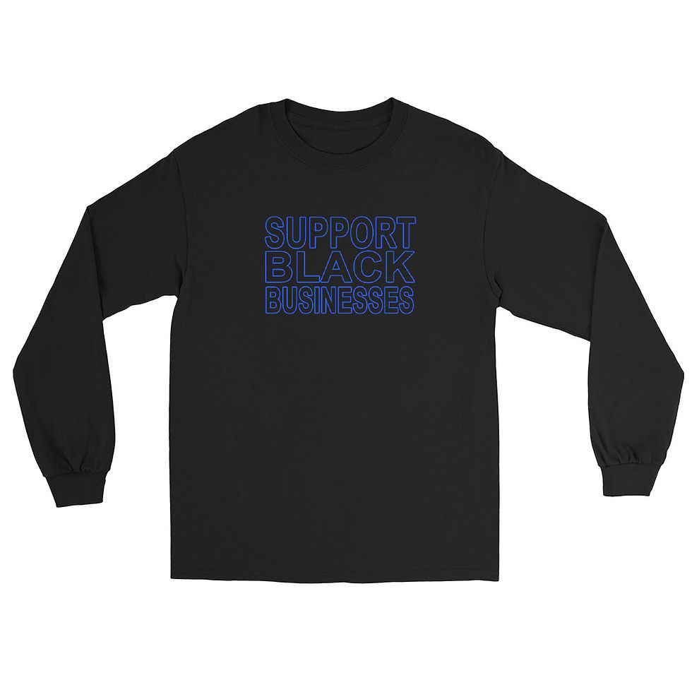 Thumbnail: Support  Black Businesses Blue text Long Sleeve Tee.