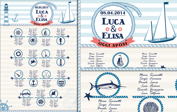 immagine di un tableau di matrimonio a tema marittimo