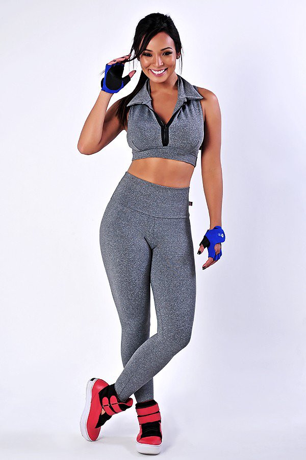 Miniatura: Calça Legging Mescla com Cós Alto
