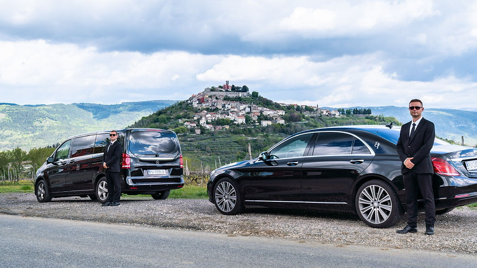 Mercedes-Benz luxury transfer vehicle at Trieste Airport, Istria Croatia