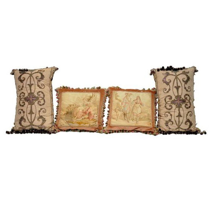 Pair Of Italian Silk And French Aubusson Pillows Chicago