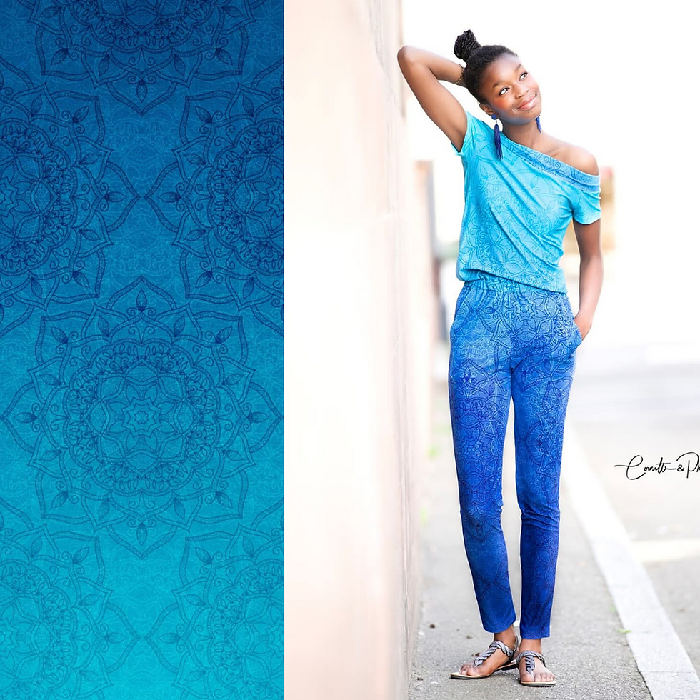 Viskosejersey Bohemian Summervibes "Blue"