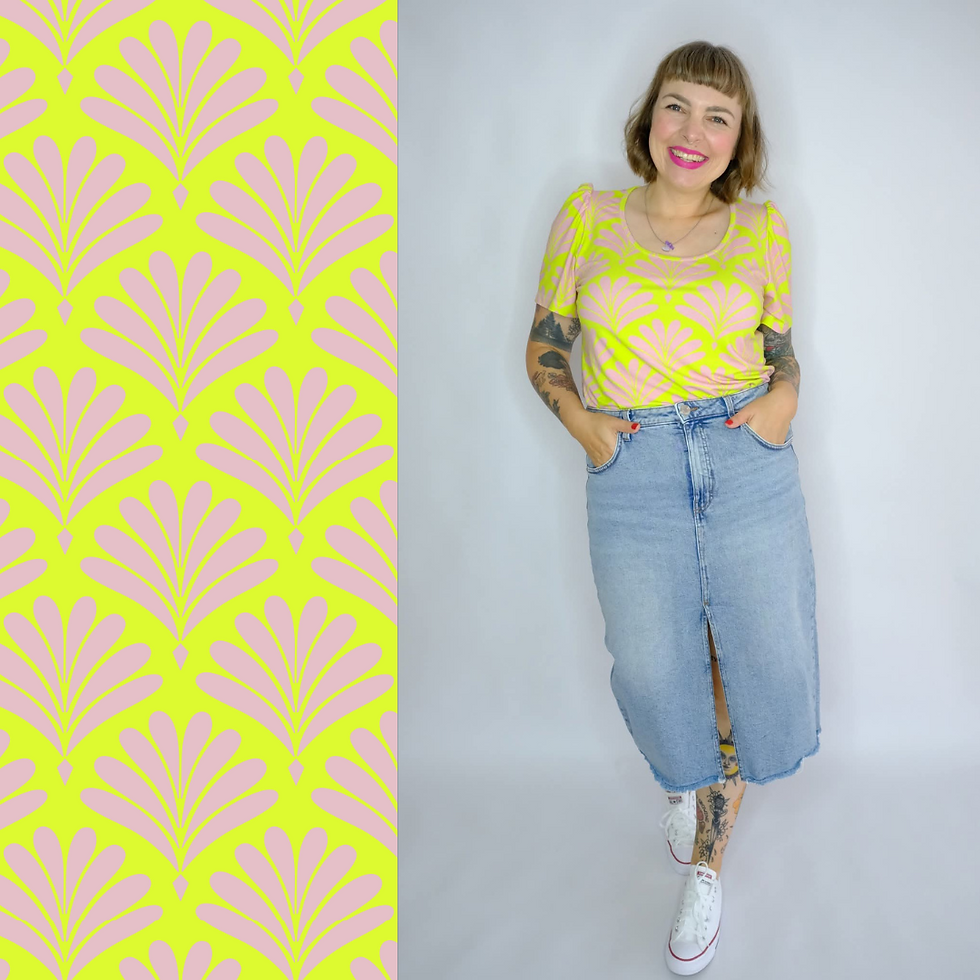 Viskosejersey Fleurs de l'art decor "Neon Beige"