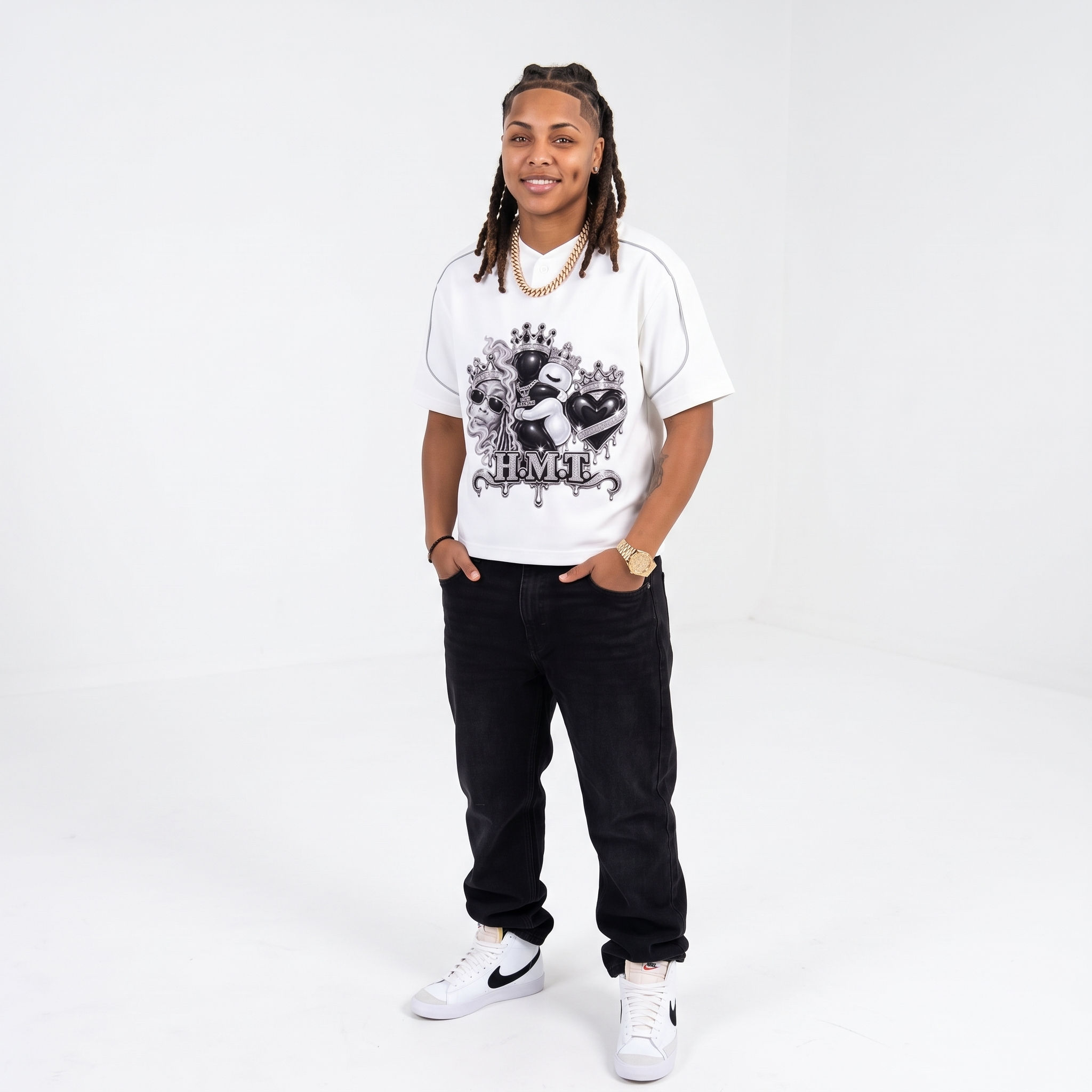 Unisex Oversized Piping Henley T-Shirt
