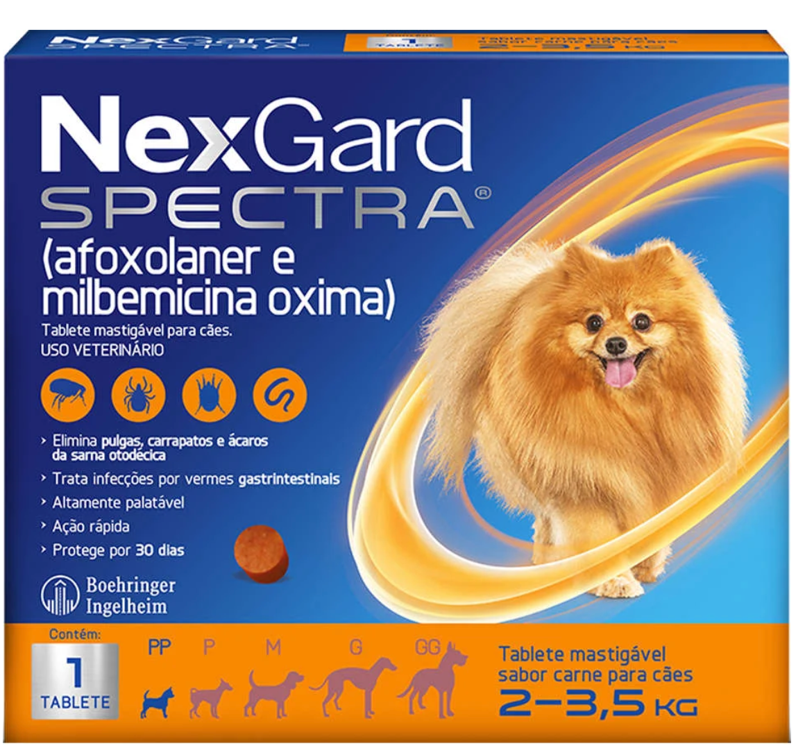Antipulgas e Carrapatos NexGard Spectra para Cães de 2 a 3,5 Kg