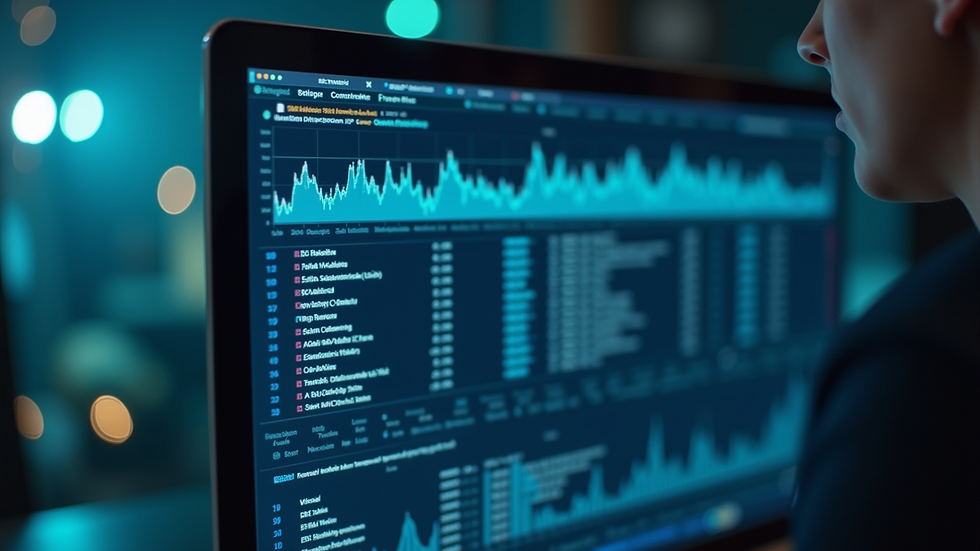 Close-up view of a computer screen showing AI-driven fraud detection software