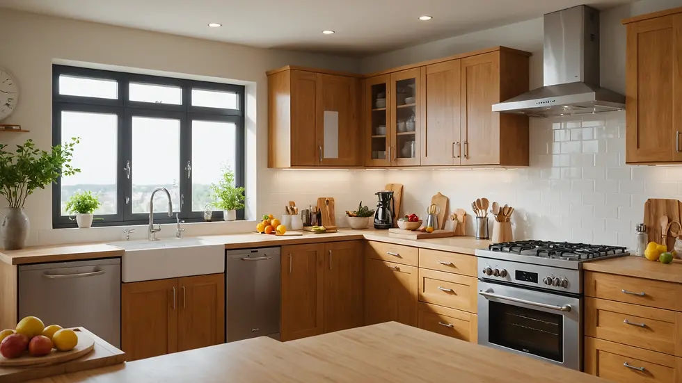 Eye-level view of a well-organized kitchen