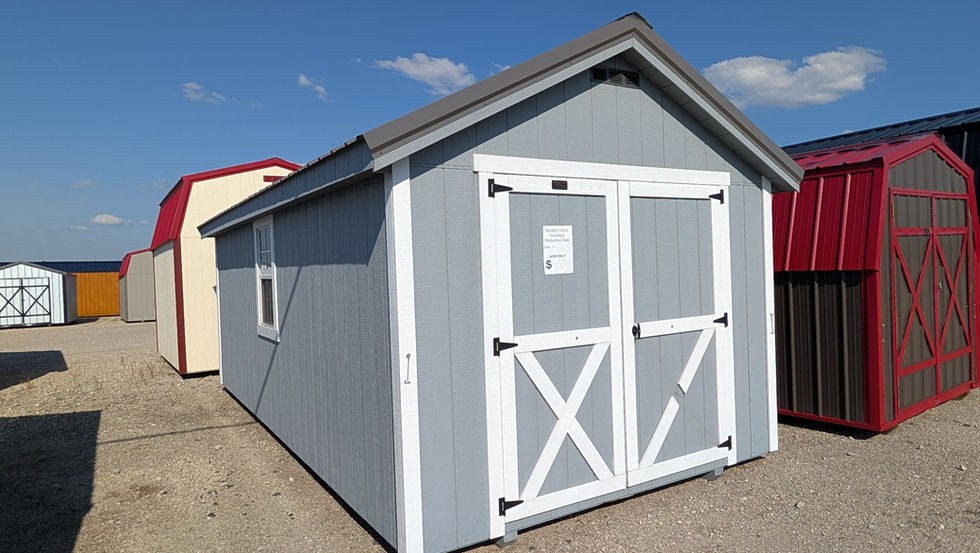 10x20 Deluxe Garden Shed with Cape Cod Gray Wood Siding - Featuring a 72" Double Door - Rent to Own and Free Delivery Available