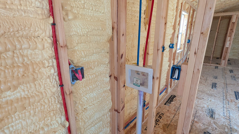 16x40 Mini Home with Charcoal Metal Siding - Interior View of Washer/Dryer Hook-ups and Plumbing