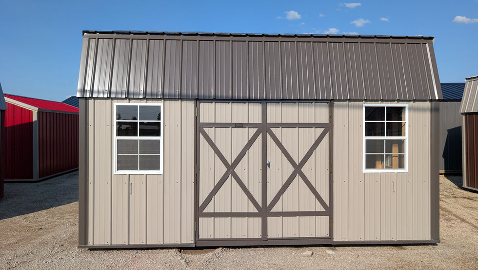 10x16 Lofted Barn with Clay Metal Siding - Exterior Amish Build Shed