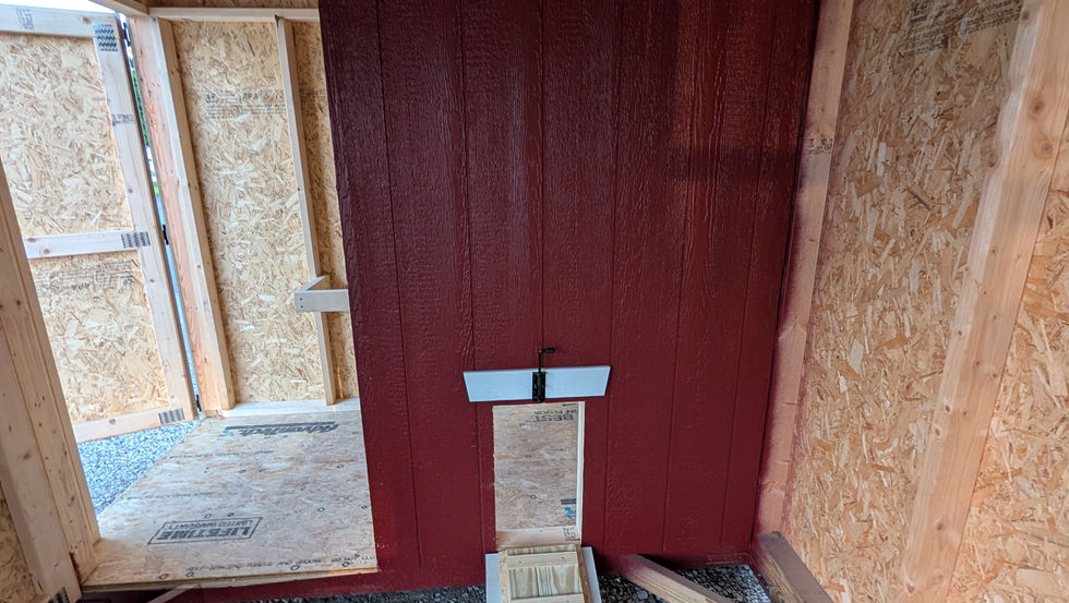 8x16 Red Chicken Coop w/ Run - Door Run View