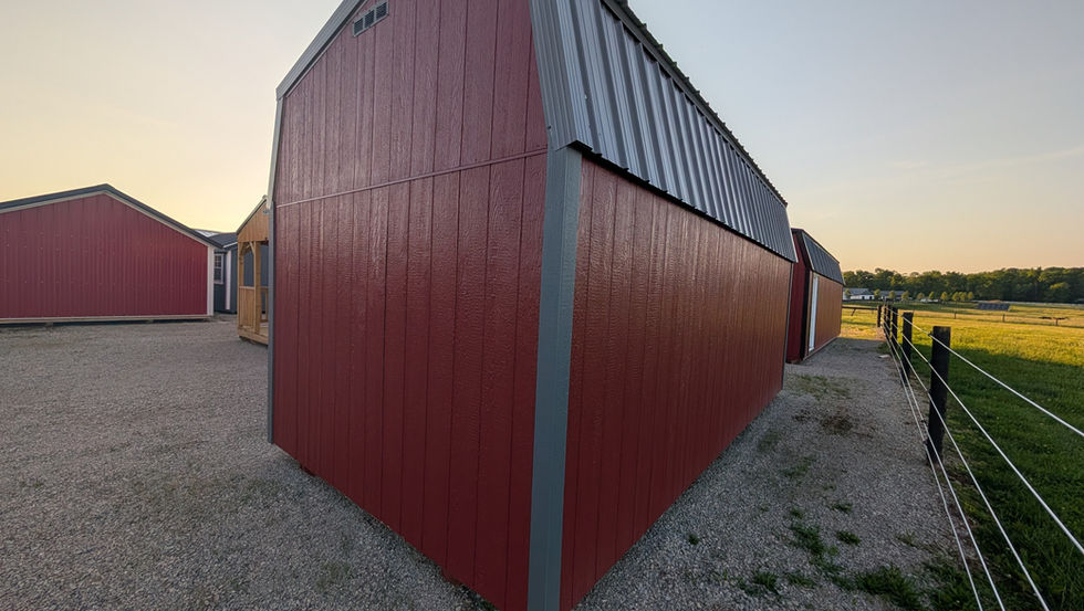 10x20 Lofted Barn with Mountain Red Wood Siding - Exterior Rear View