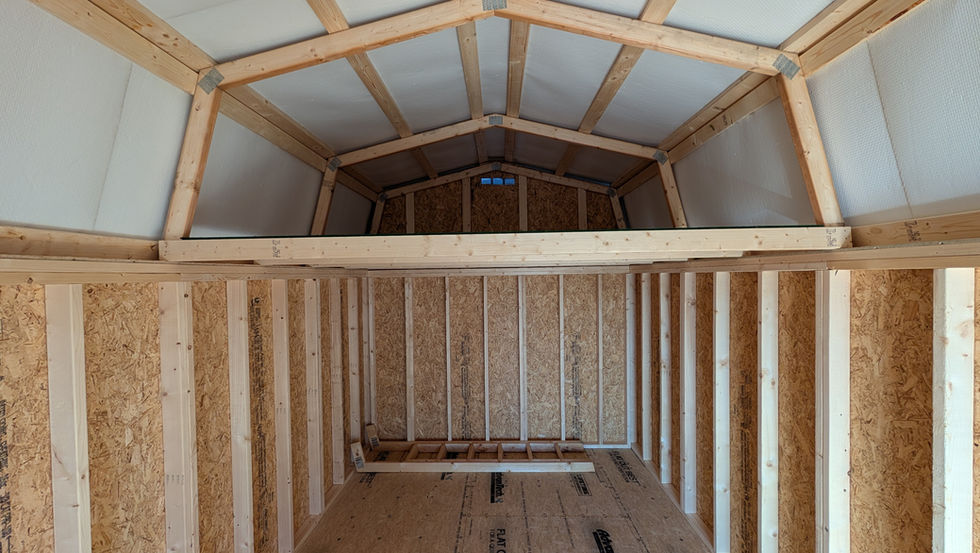 10x20 Lofted Barn with Driftwood Stain Wood Siding - Interior with Loft and Ladder Included
