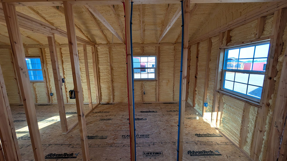 16x40 Mini Home with Charcoal Metal Siding - Interior with Bathroom into Bedroom View