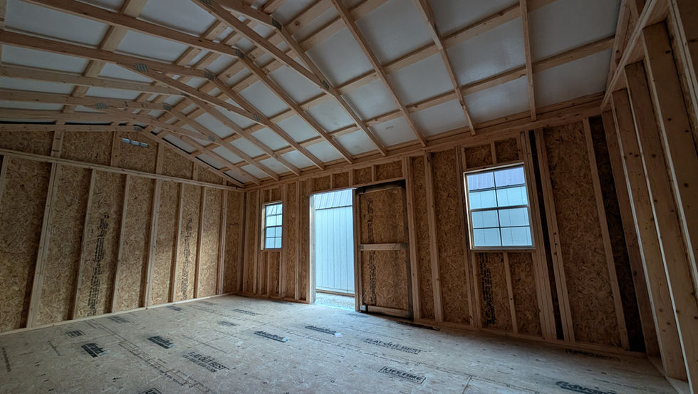 14x20 Driftwood Stain Garden Shed Interior View