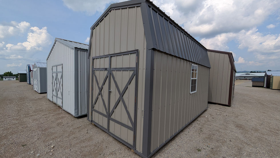8x16 Lofted Barn with Clay Metal Siding - Featuring a 72" Double Door & Two 2'x3' Windows