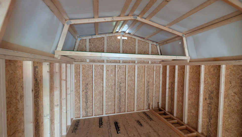 12x32 Lofted Garage with Mountain Red Wood Siding - Rear Loft with Gambrel Style Roof for Extra Space