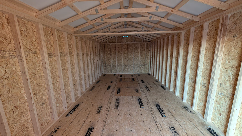 12x24 Garden Shed Interior with Advantech Tongue & Groove Flooring 