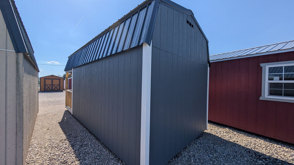 10x22 Lofted Cabin with Dark Gray Wood Siding - Exterior Back View
