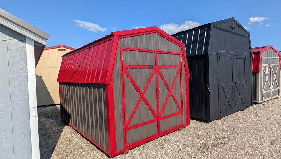8x12 Mini Barn with Burnished Slate Metal Siding - Featuring a 72" Double Door - 90 Days Same as Cash or Rent to Own Available