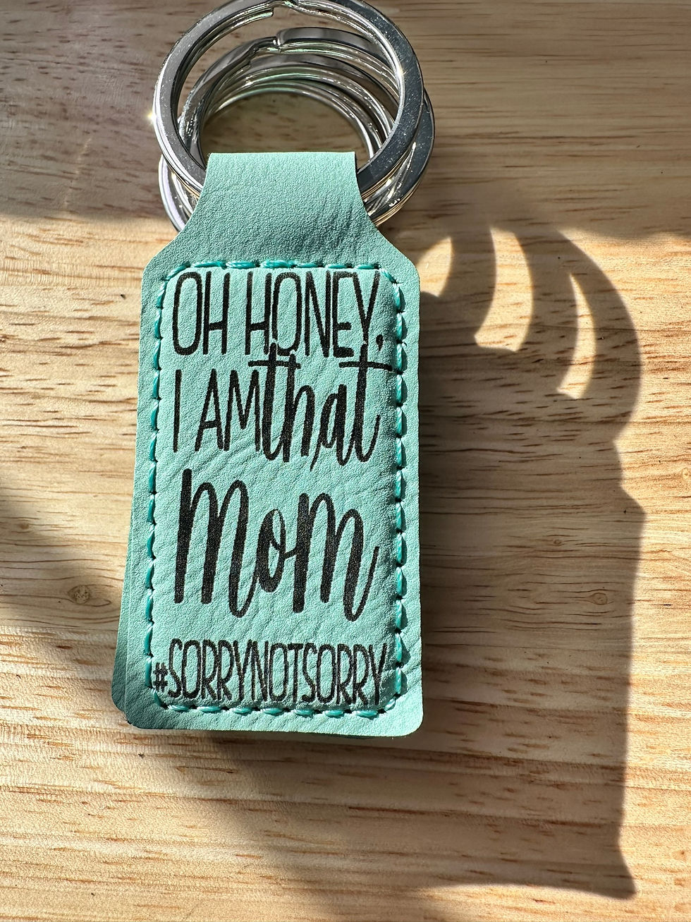 Thumbnail: Leather Keychain-Teal