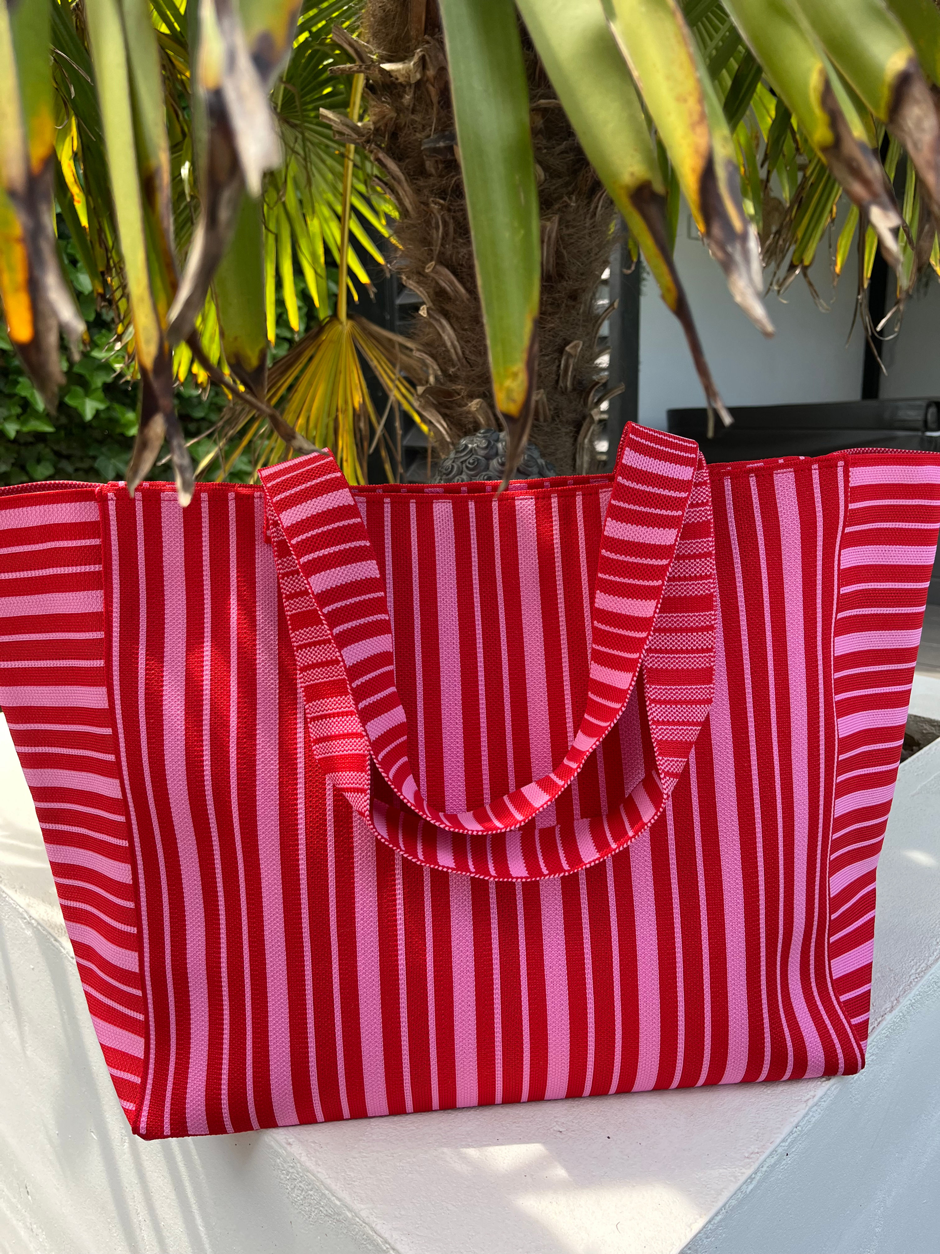 ‘Just me’, strandtas/shopper - roze/rood