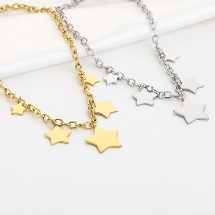 Thumbnail: Ketting goud kleurig sterren- stainless steel