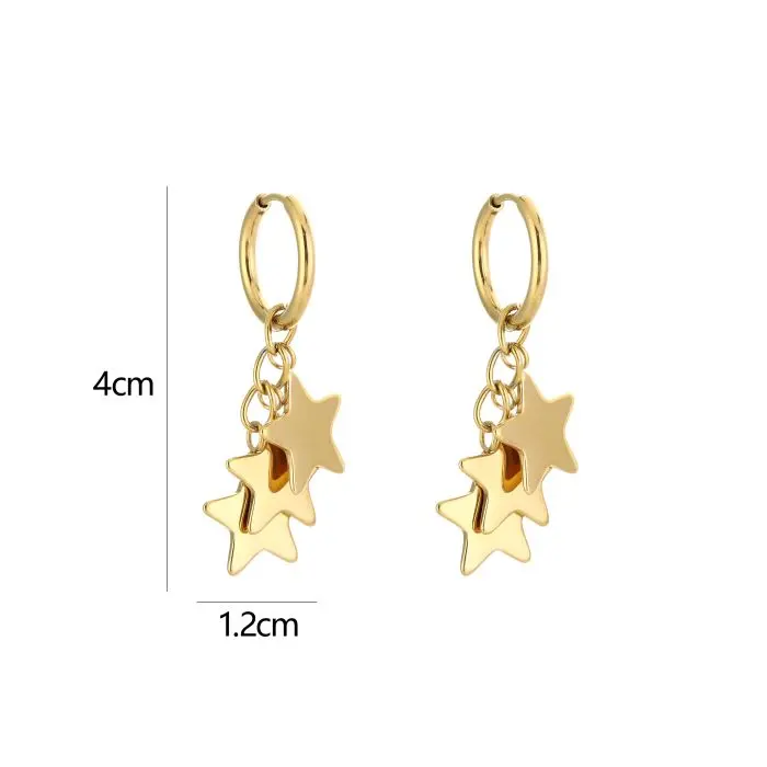 Thumbnail: Oorbellen hangers sterren zilverkleurig