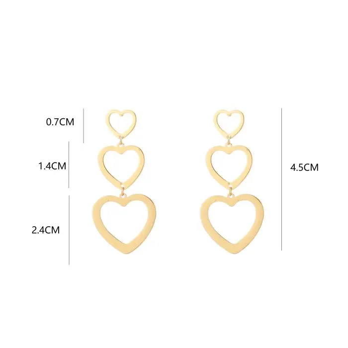 Thumbnail: Oorbellen hangers hartjes goud kleurig