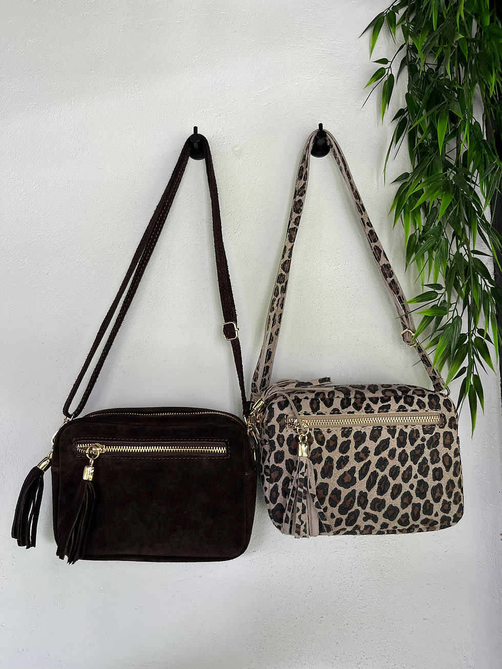 Thumbnail: Casual bag ‘Didi’ - suède/leer - leopard 
