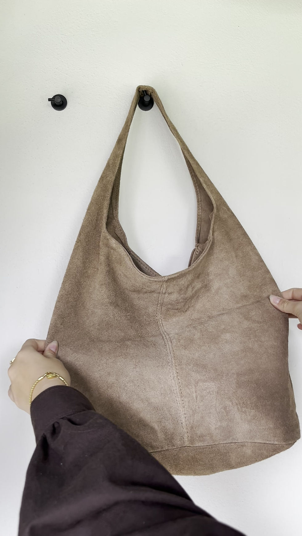 Thumbnail: Shopper ‘Rome’ - suède/leer - taupe 