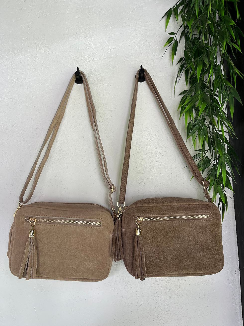 Thumbnail: Casual bag ‘Didi’ - suède/leer - taupe 