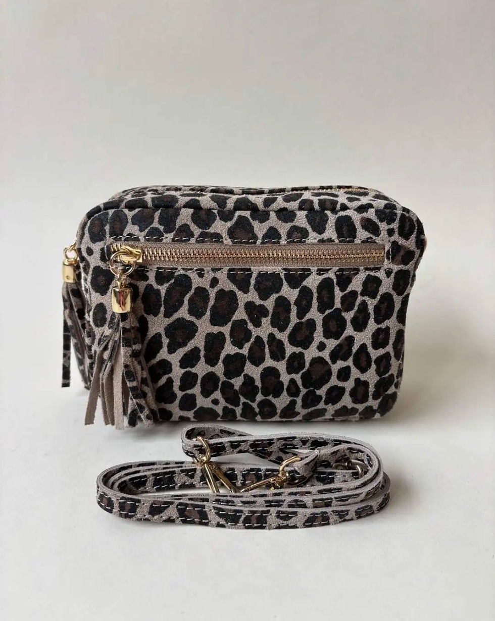 Thumbnail: Casual bag ‘Didi’ - suède/leer - leopard 