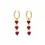 Thumbnail: Gold-colored and burgundy heart earrings