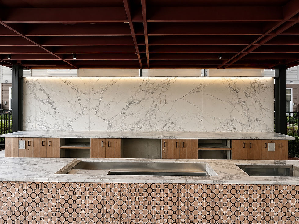 Custom outdoor kitchen tile installation in DFW