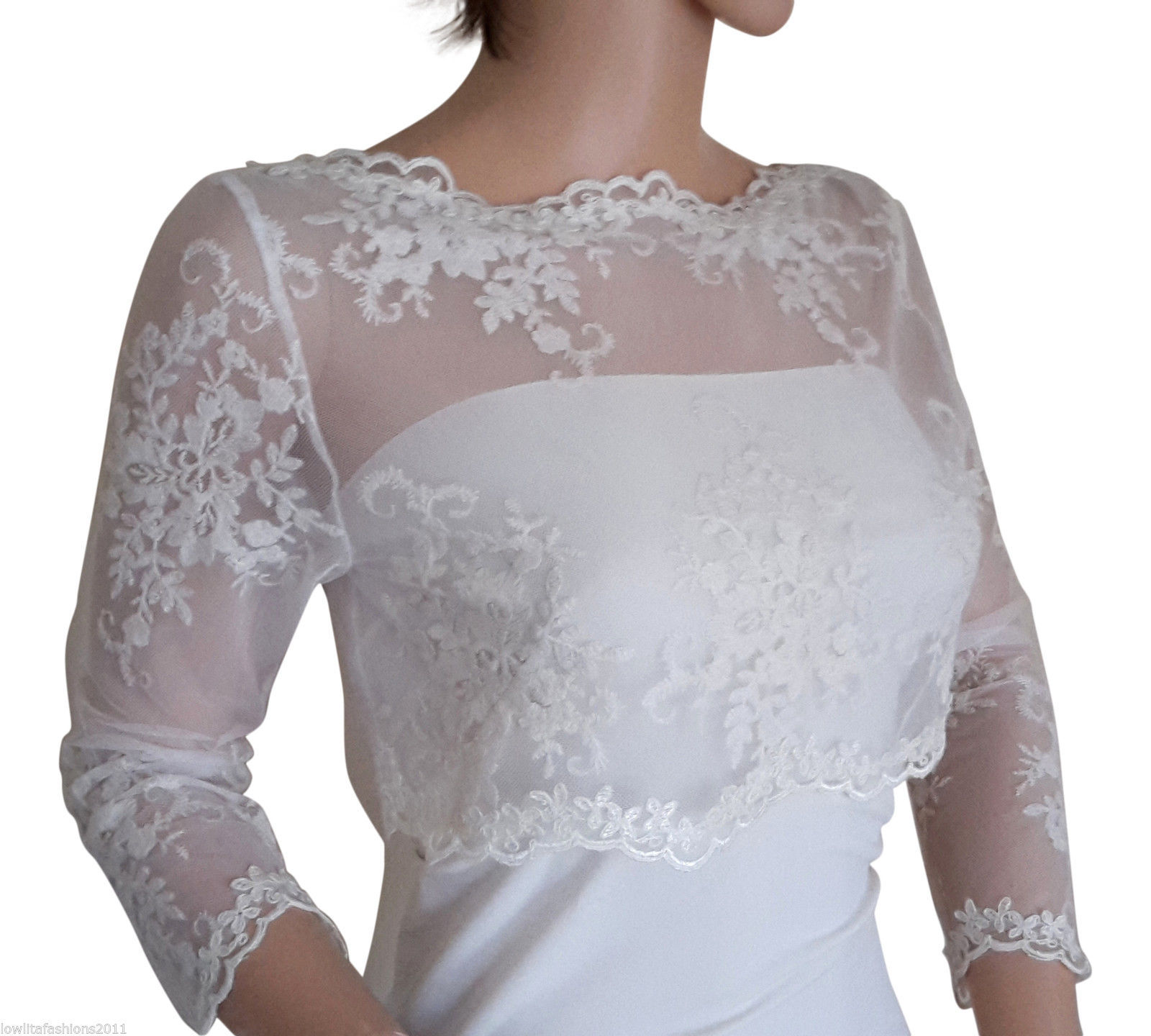 Bolero de Mariée en Dentelle manche ¾