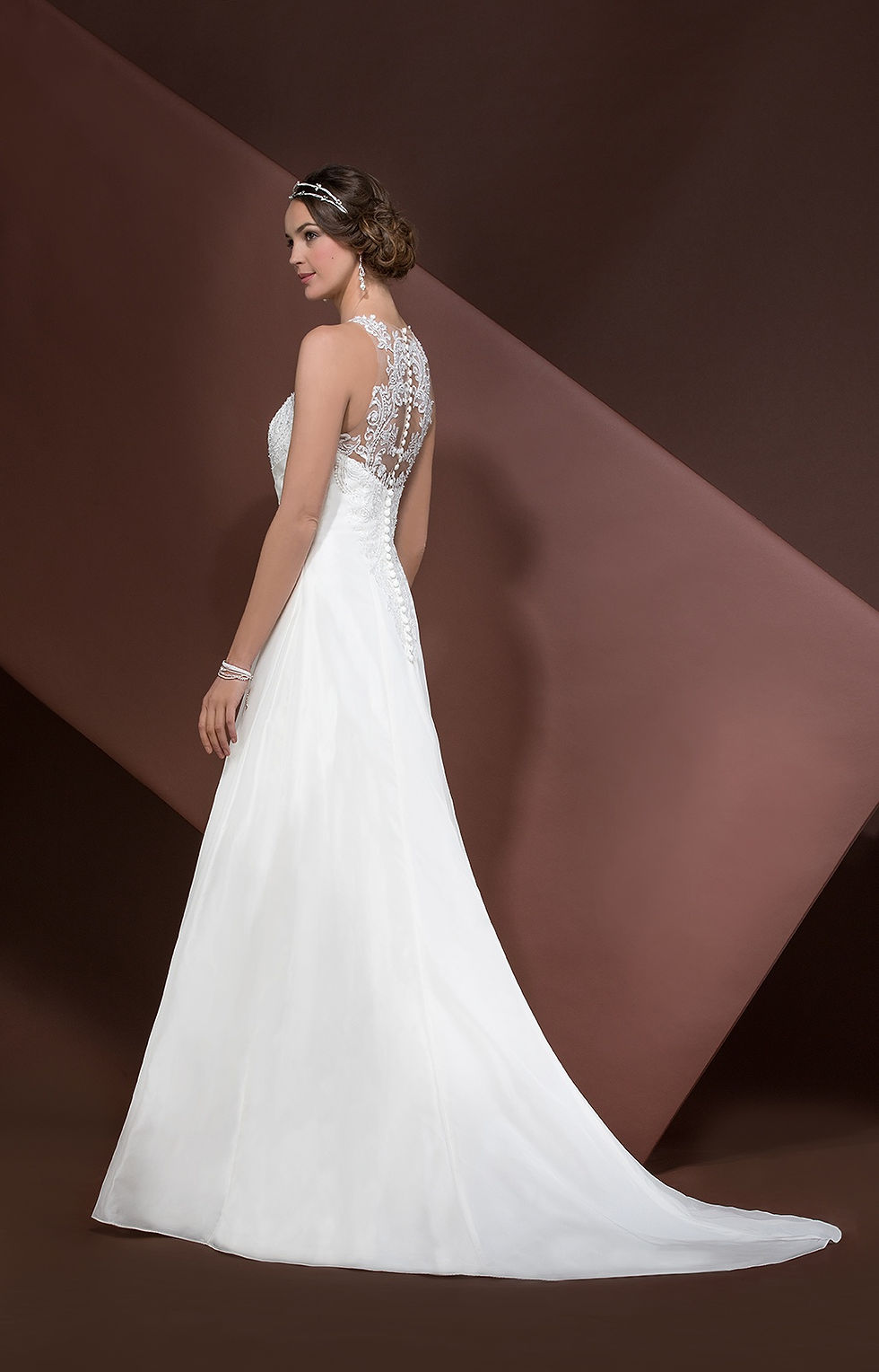 Miniature : Robe de Mariée chic, dentelle, long, pas cher, sans manches