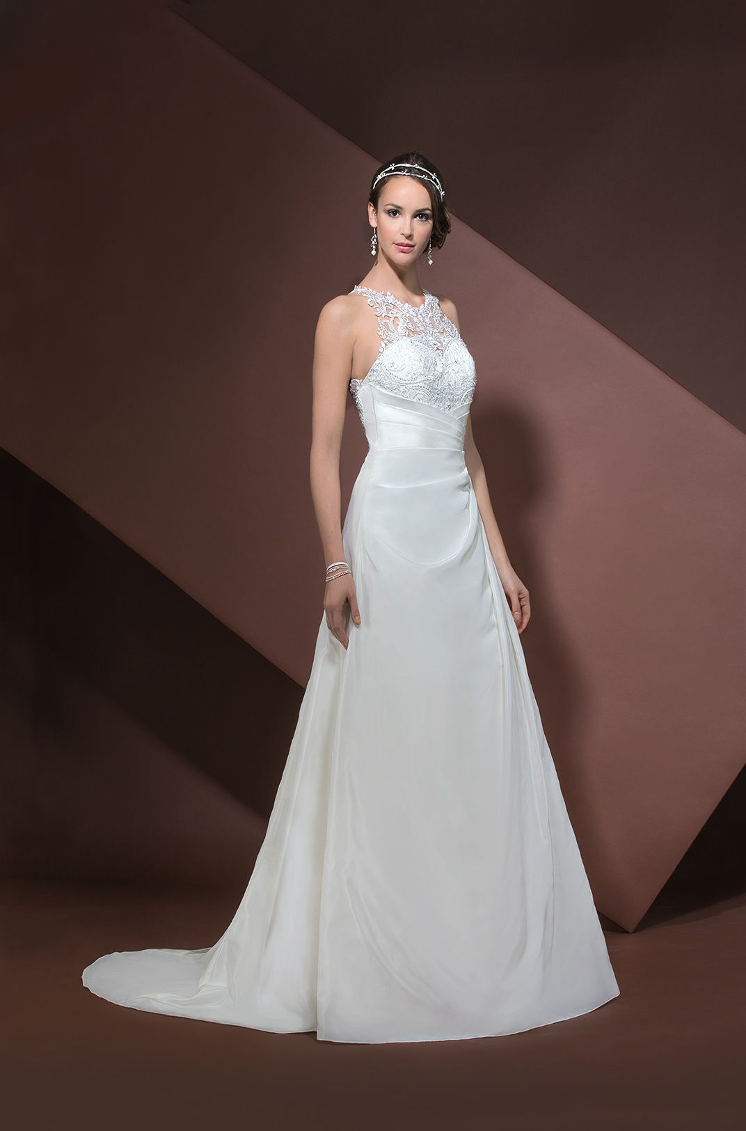 Robe de Mariée chic, dentelle, long, pas cher, sans manches