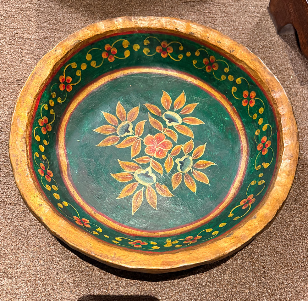 Thumbnail: Three decorative bowls of varying sizes, hand-painted with intricate floral designs in red, pink, and yellow
