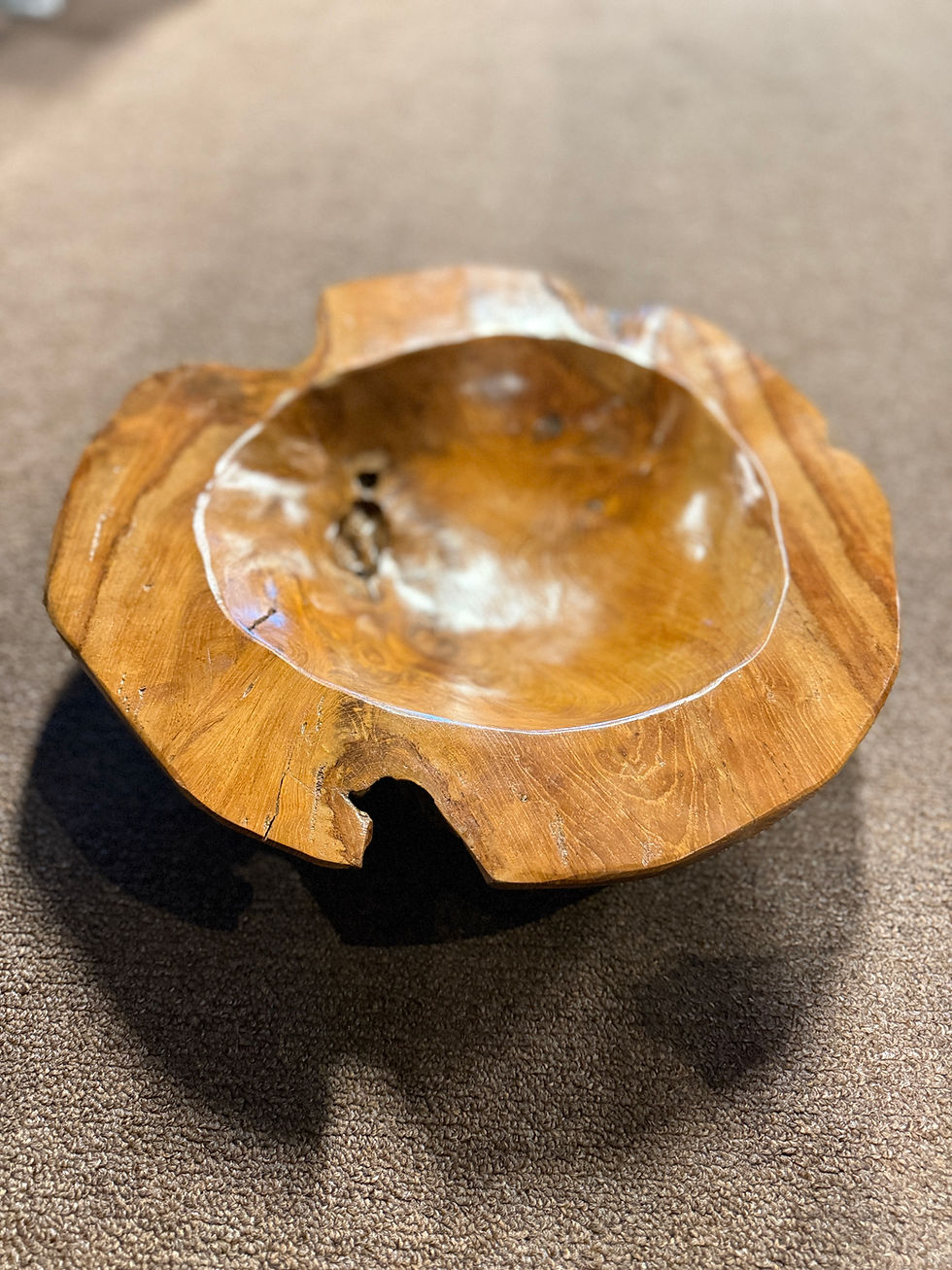 Thumbnail: Unique Natural Teak Wood Root Bowl | Rustic Live Edge Decorative Sculpture