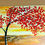 Thumbnail: Vibrant abstract painting of a tree with numerous red, orange, and brown textured leaves against a sunset