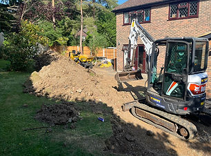 Mini digger hire in Basildon for extension footings