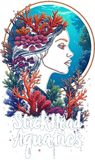 Stickhead Aquatics logo -woman with corals in hear hair crown