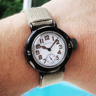 A beautiful example of a 1918 Waltham Depollier Field & Marine Waterproof Wristwatch, the birth of the Field Watch genre.